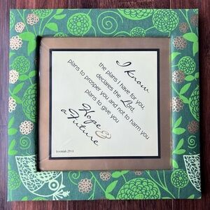 8.5x8.5” Bible Verse Wall Decor Quote Art Scripture Jeremiah 29:11 Hope Future